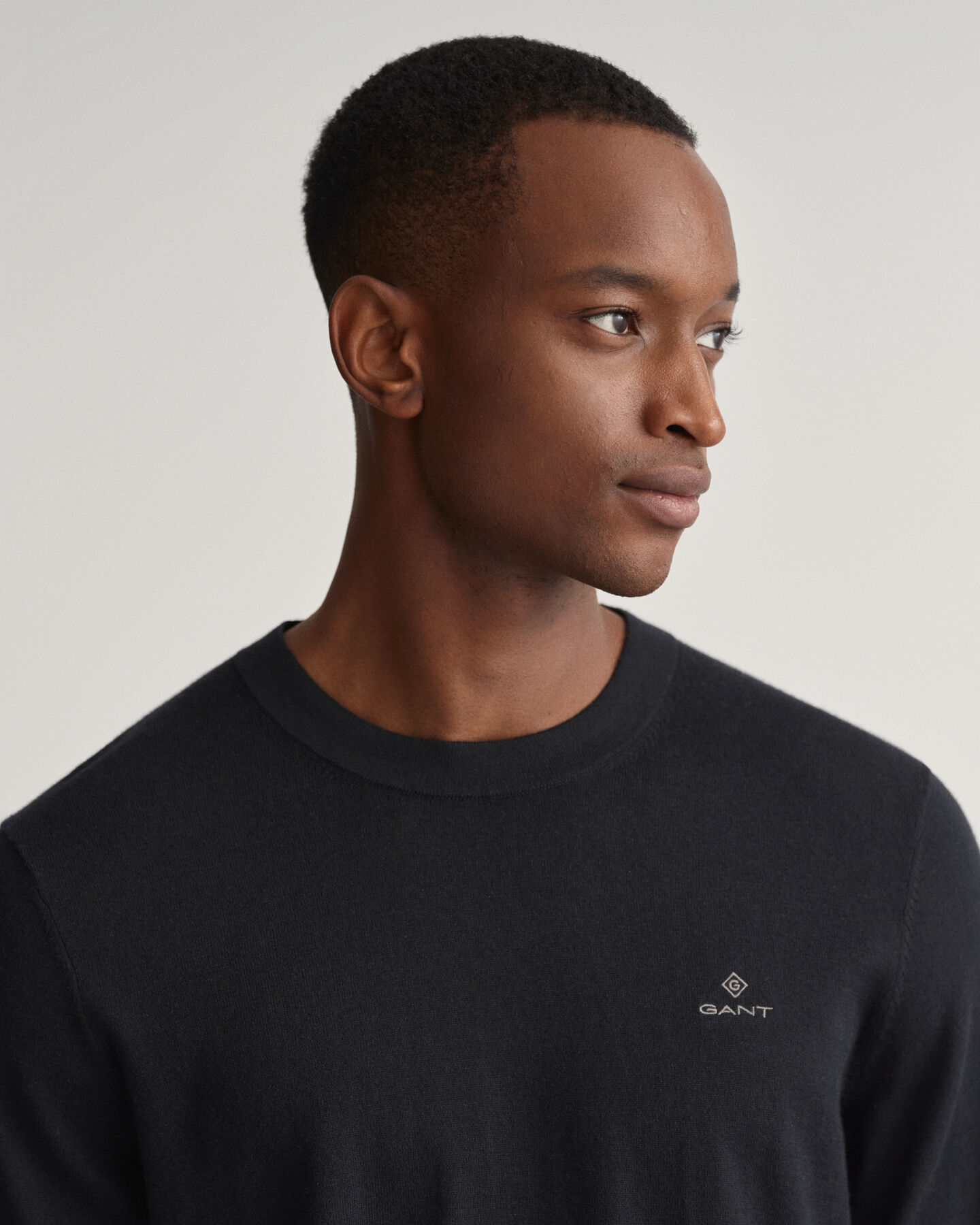 Camisola com decote redondo em algod&atilde;o e caxemira