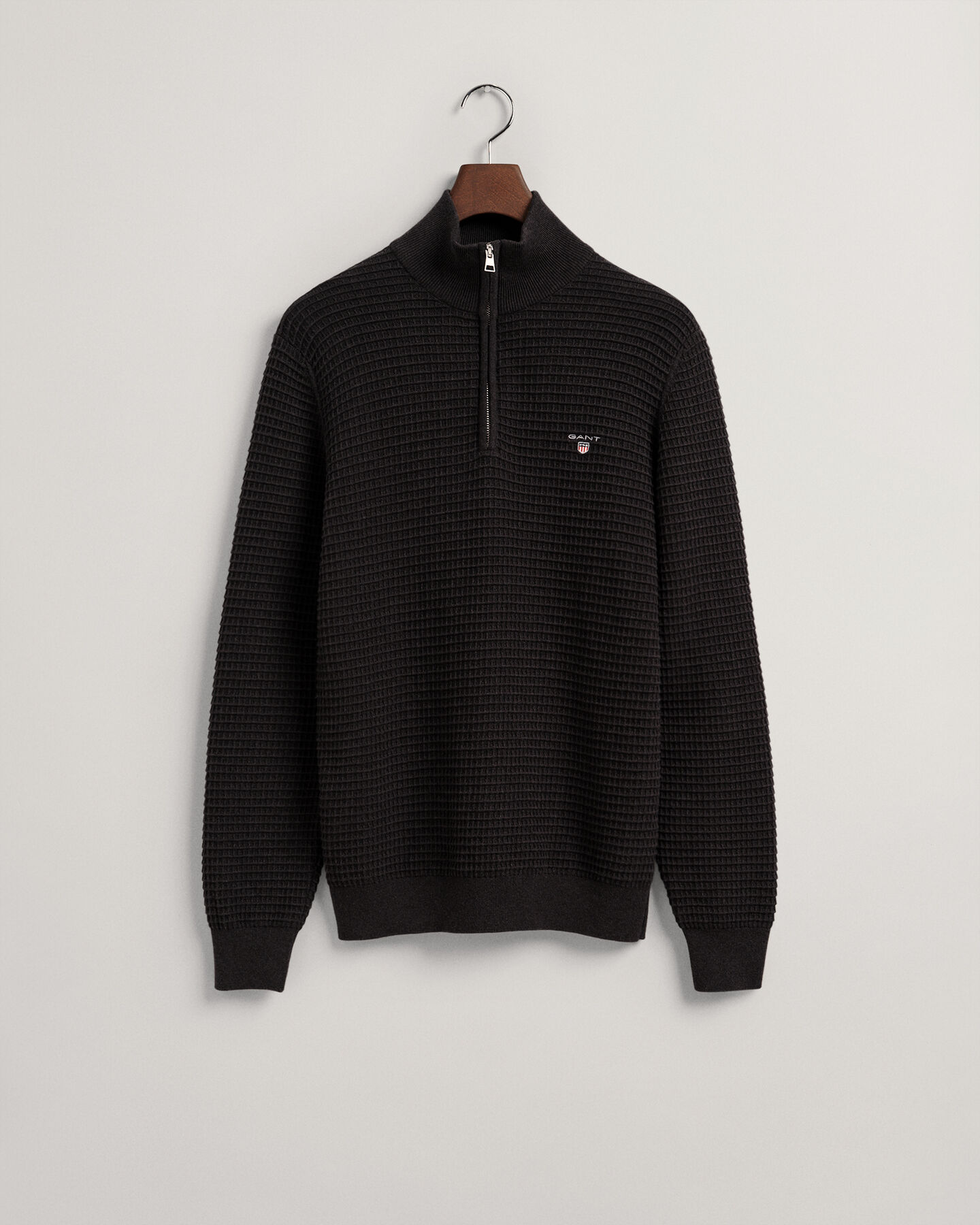 Sweatshirt com meio fecho em algod&atilde;o Texture