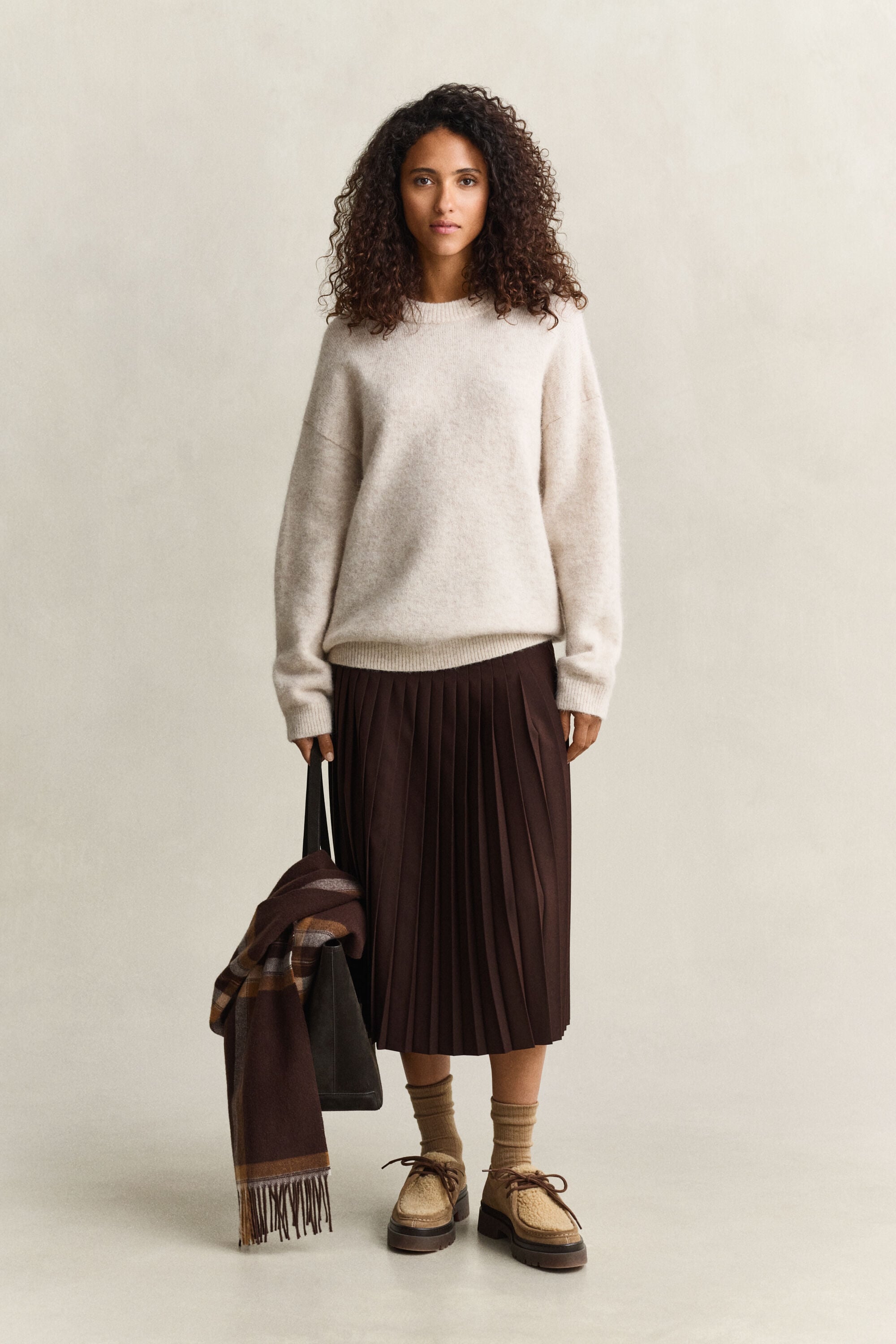 Camisola de malha em mistura de lã de alpaca