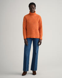 Camisola de malha com gola dobrada multicolor