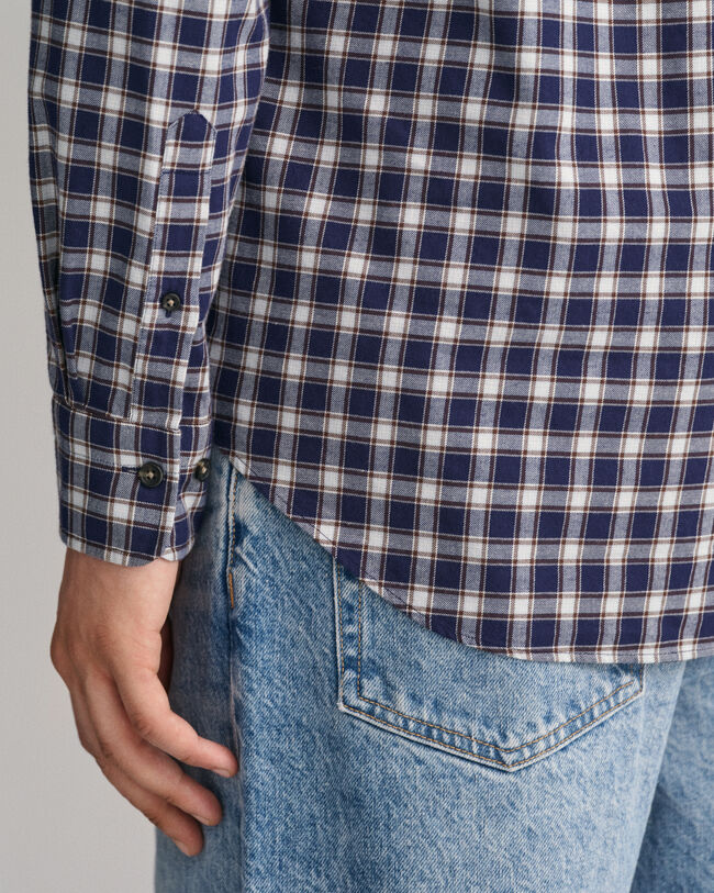 Camisa de flanela com padrão micro tartan regular fit