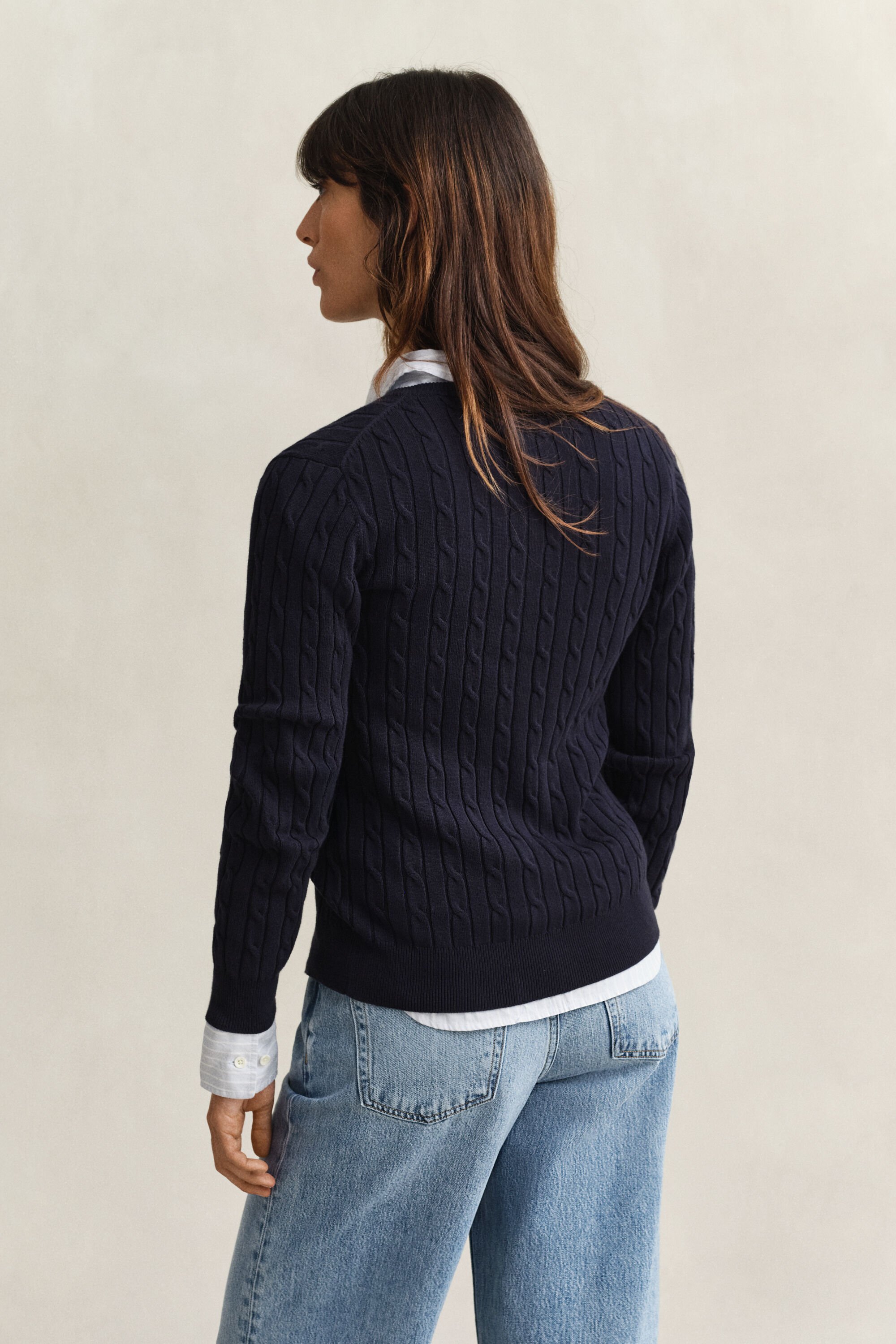 Casaco de malha entrançada