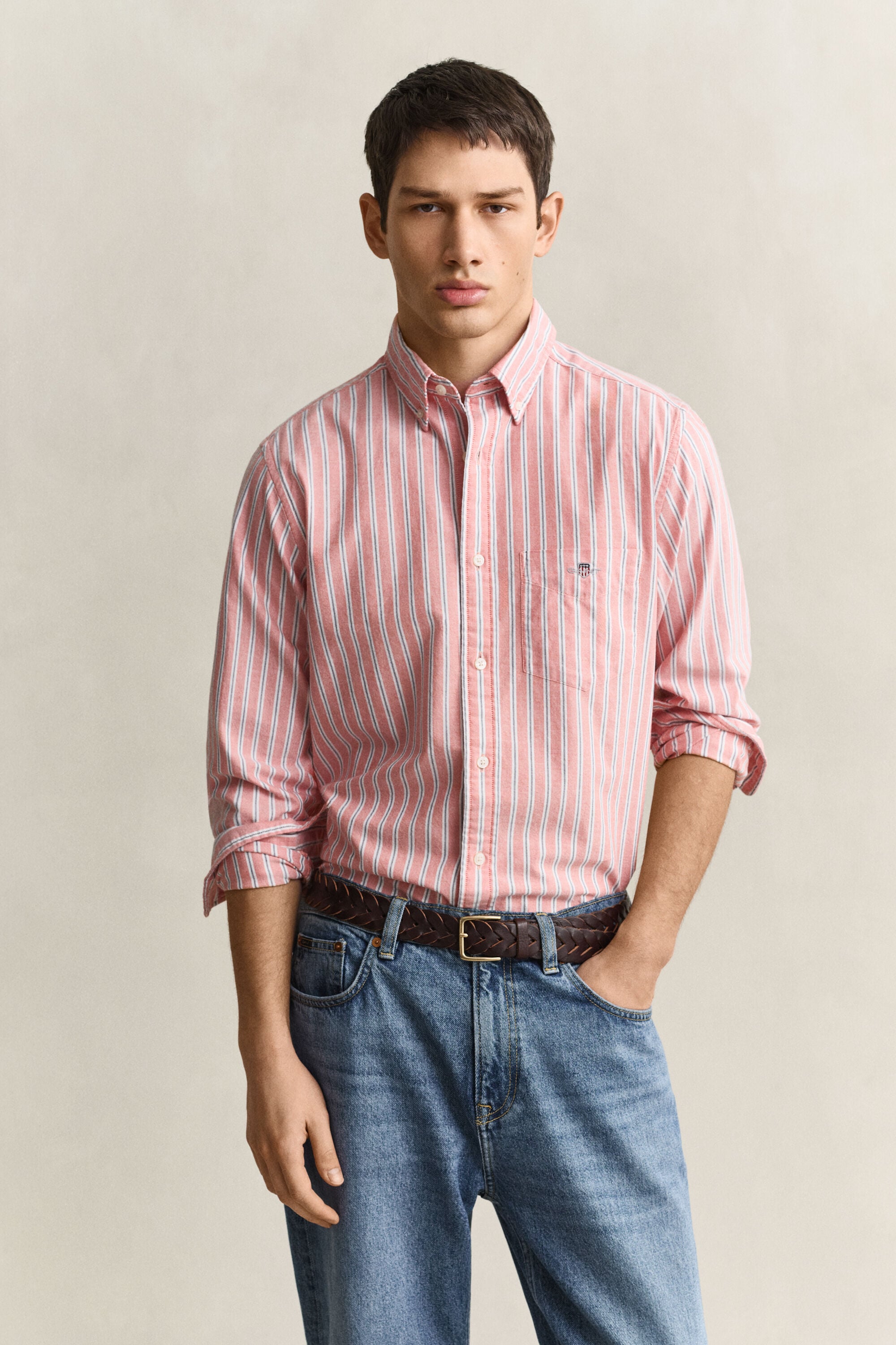 Camisa Oxford às riscas Classic