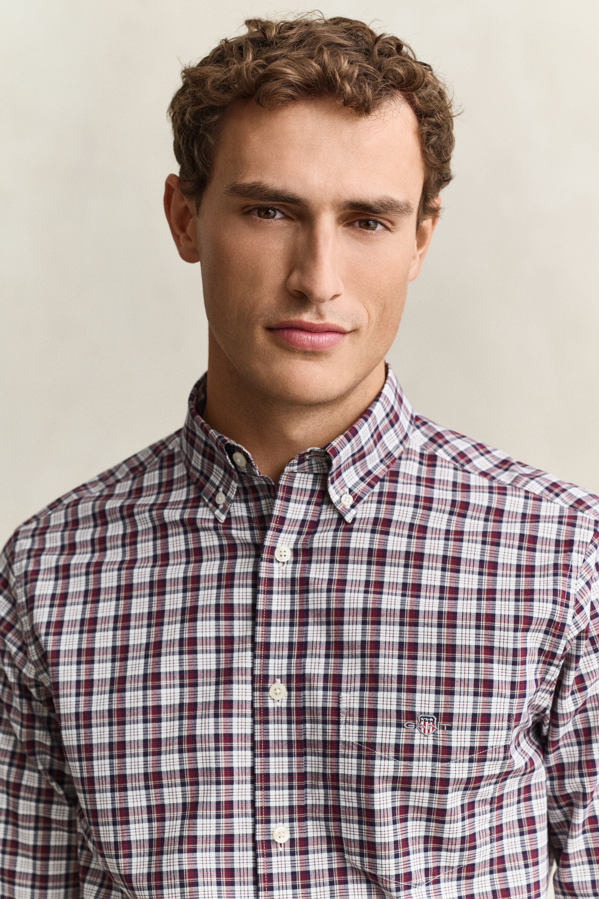 Camisa de popelina com padrão de xadrez