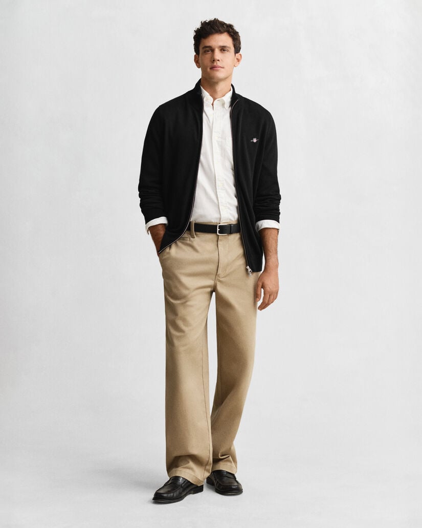 Casaco de malha com fecho de correr Casual Cotton