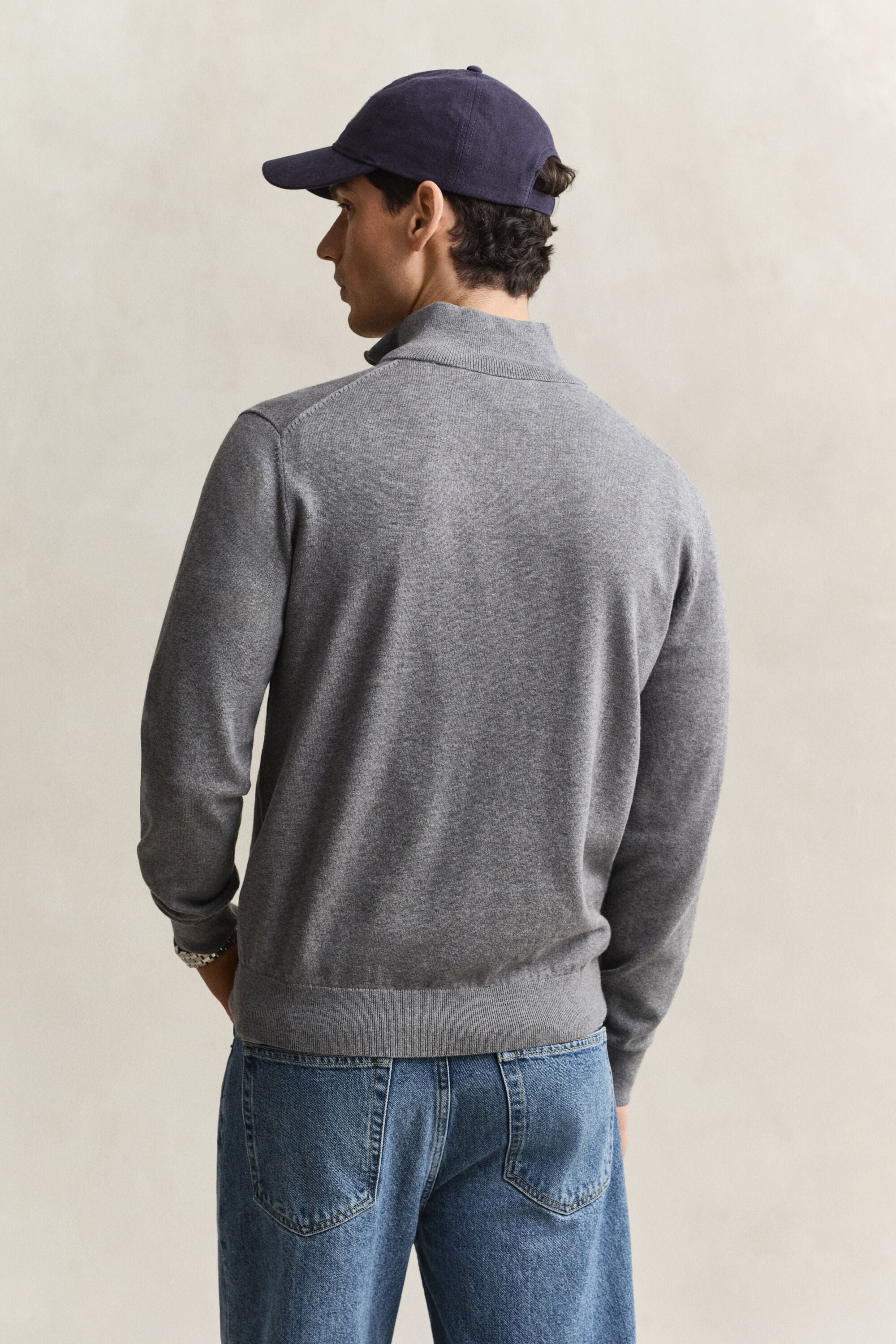 Sweatshirt com meio fecho em algodão clássico