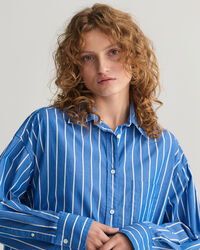 Vestido-camisa às riscas oversized