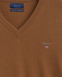 Pulover com decote em V em l&atilde; extrafina