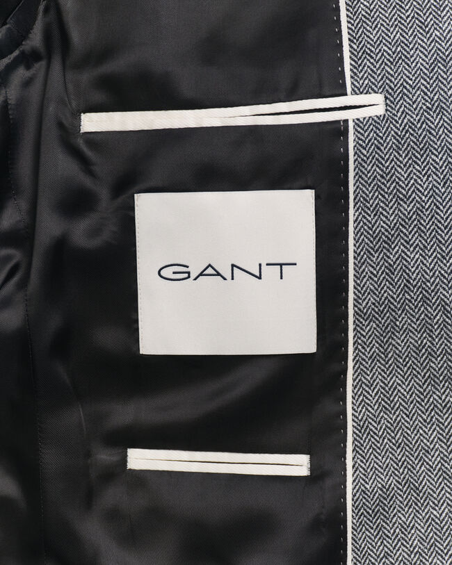 Casaco de fato em flanela com padrão espinha de peixe slim fit