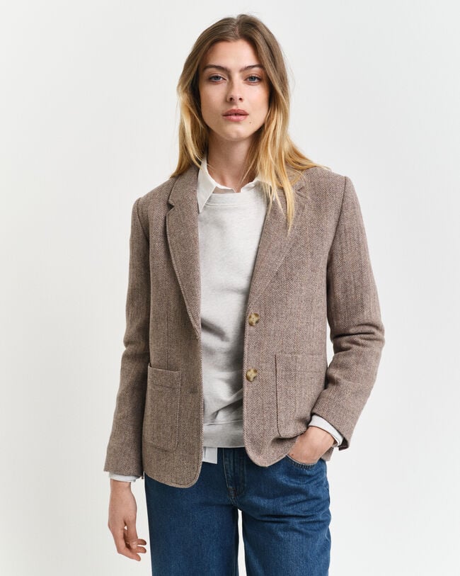 Blazer Herringbone curto regular fit