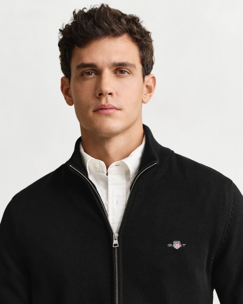 Casaco de malha com fecho de correr Casual Cotton