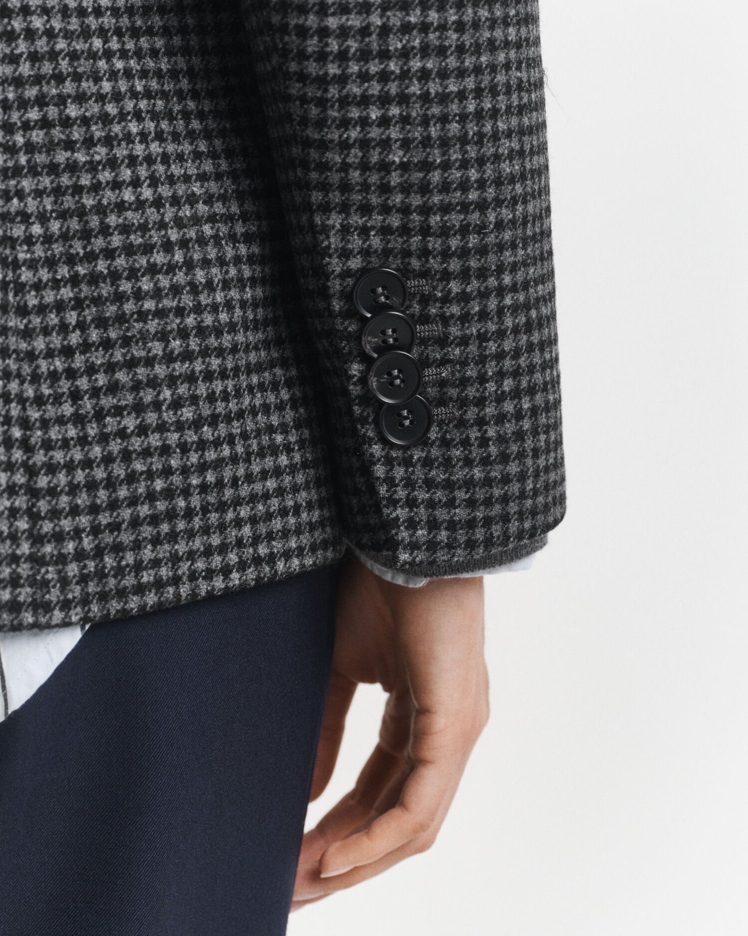 Blazer em lã com padrão Houndstooth regular fit