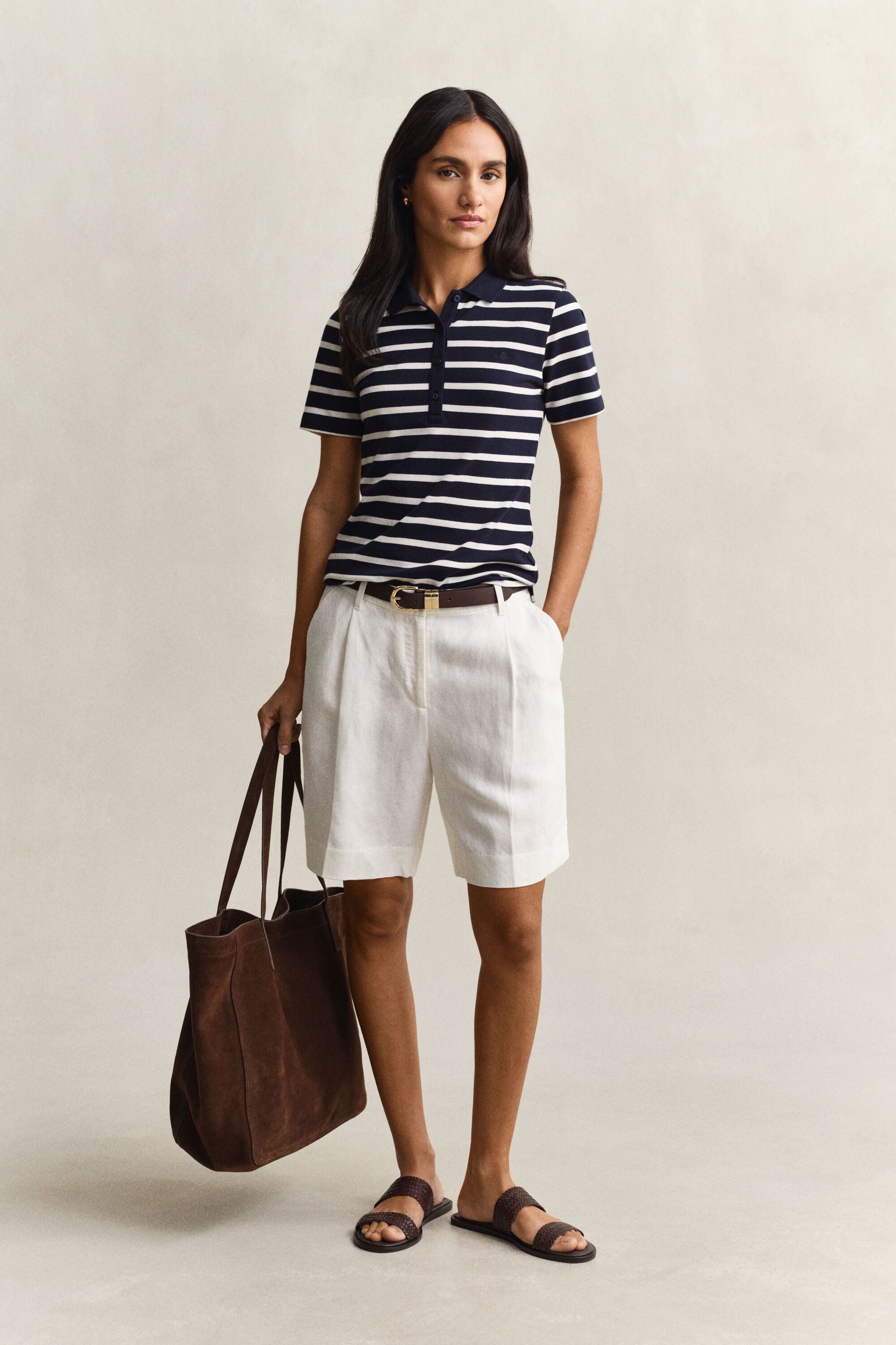 Polo em algodão piqué às riscas