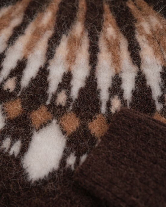 Camisola de malha com decote redondo em mistura de Alpaca com padrão Fair Isle