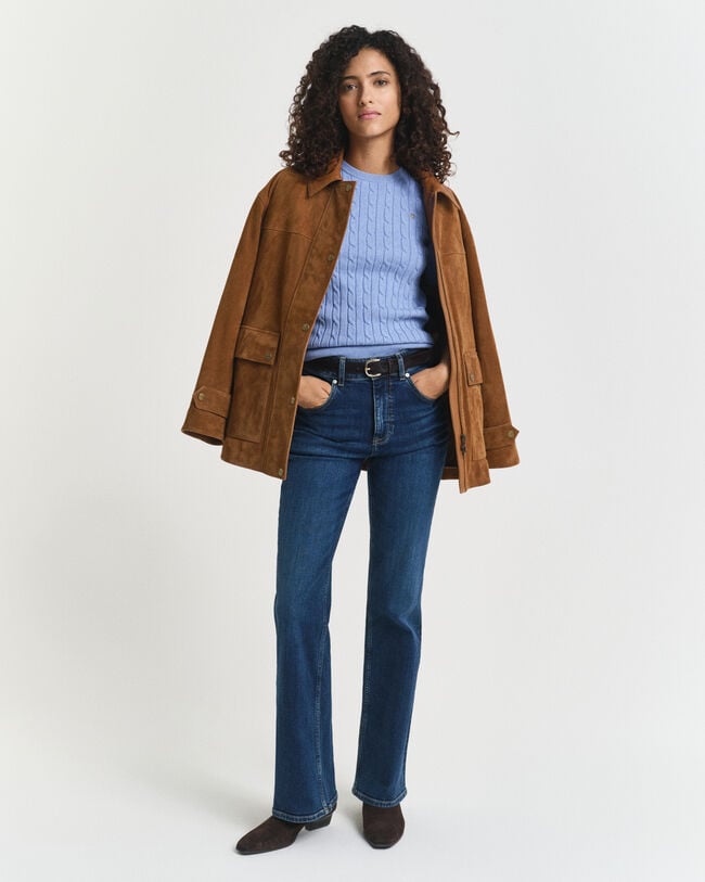 Camisola de malha entrançada em algodão com elastano