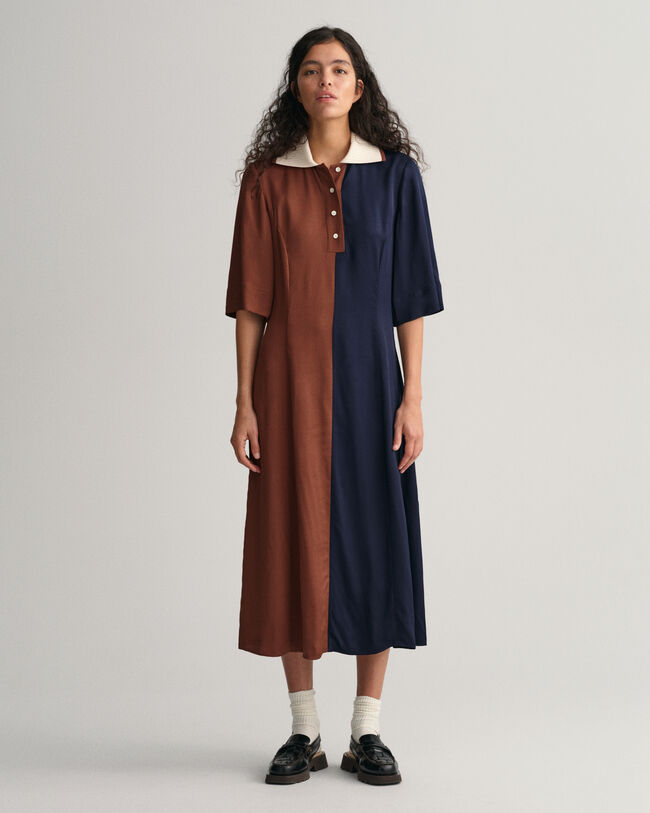 Vestido Rugger de manga curta com bloco de cor