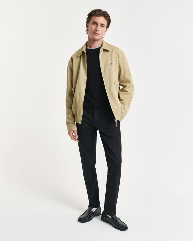 Camisola de malha com decote redondo em algodão piqué