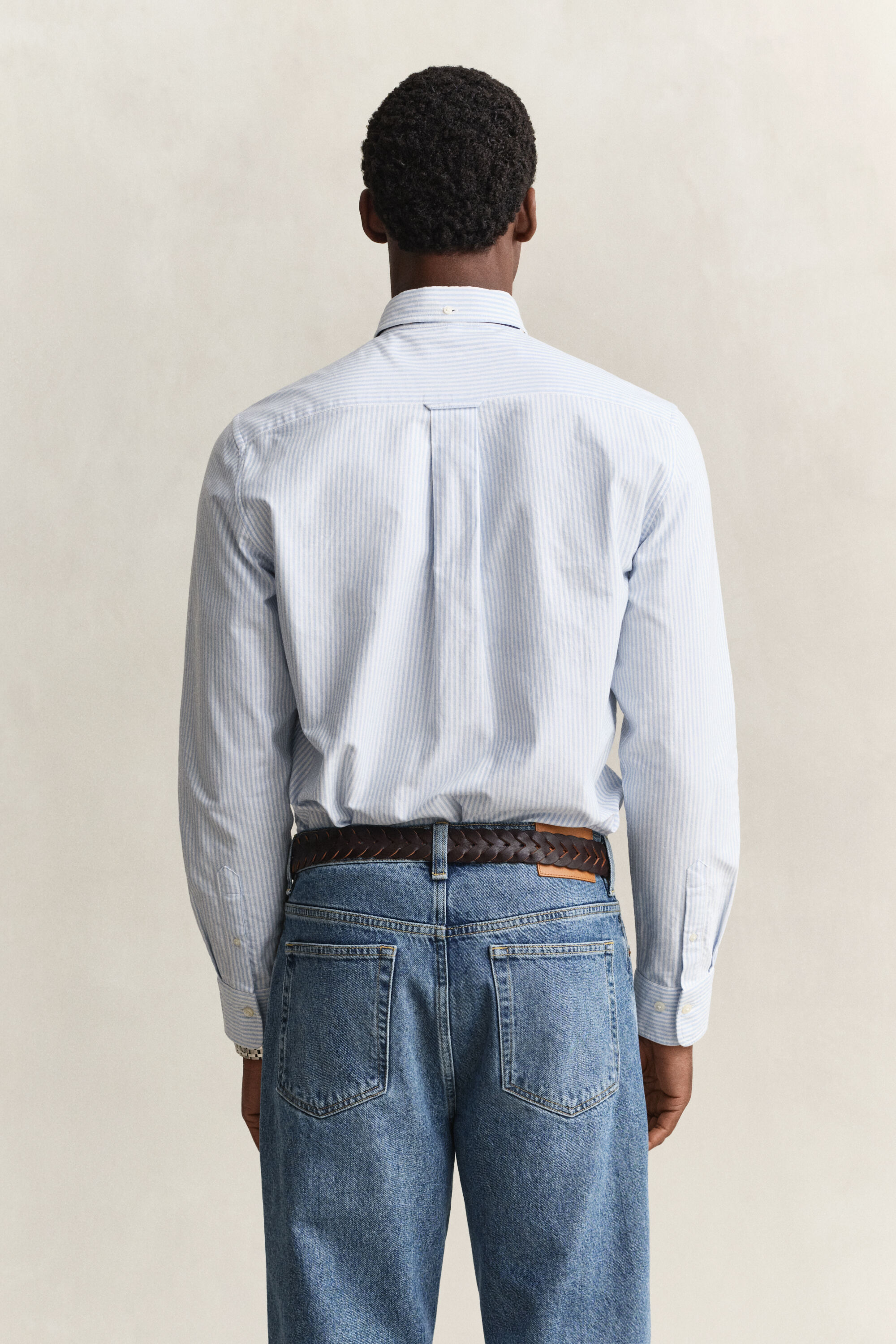 Camisa Oxford às riscas finas Classic