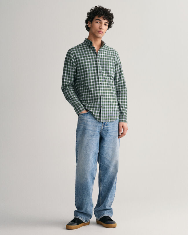 Camisa de flanela com padr&atilde;o micro tartan regular fit