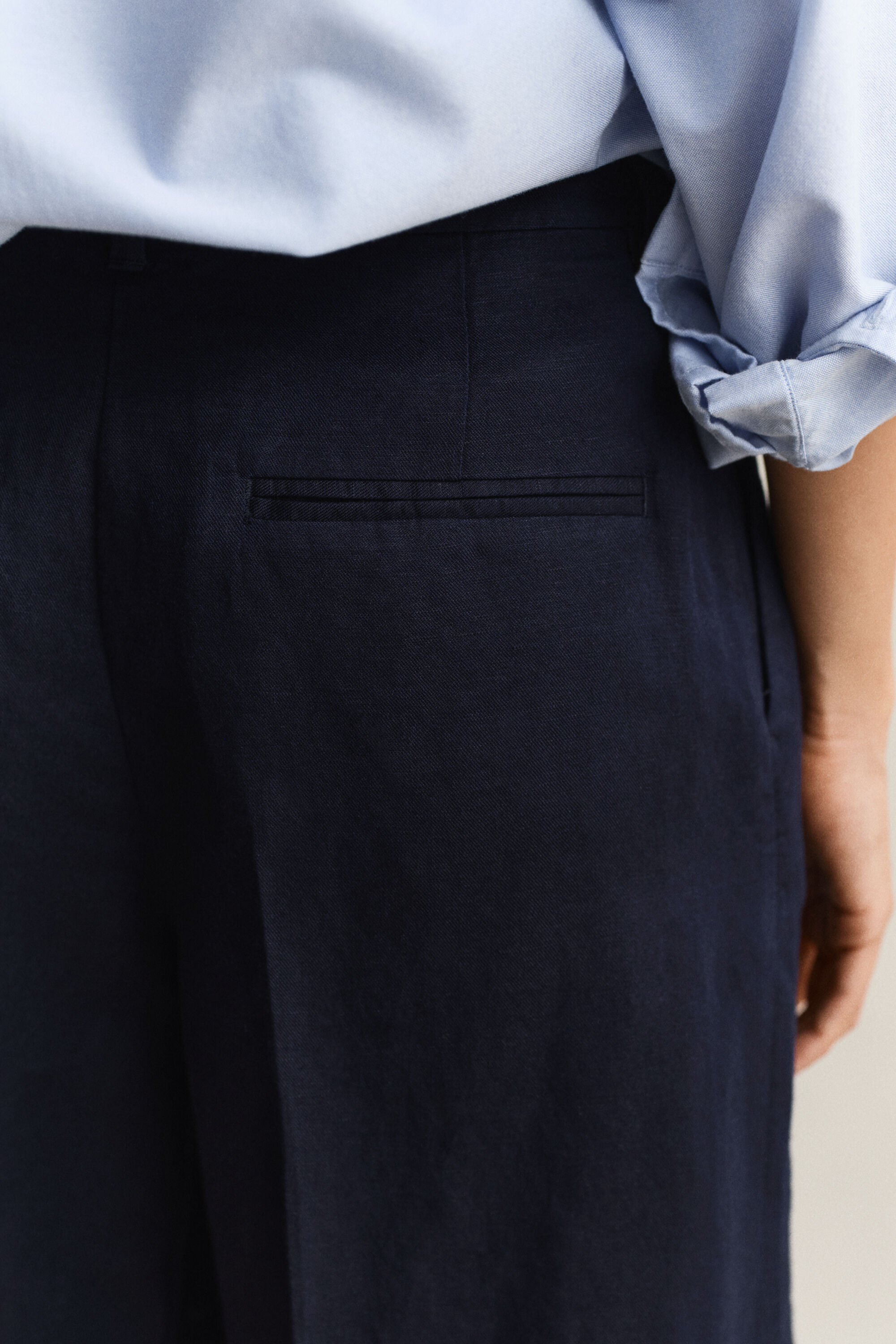 Calções formais em mistura de linho