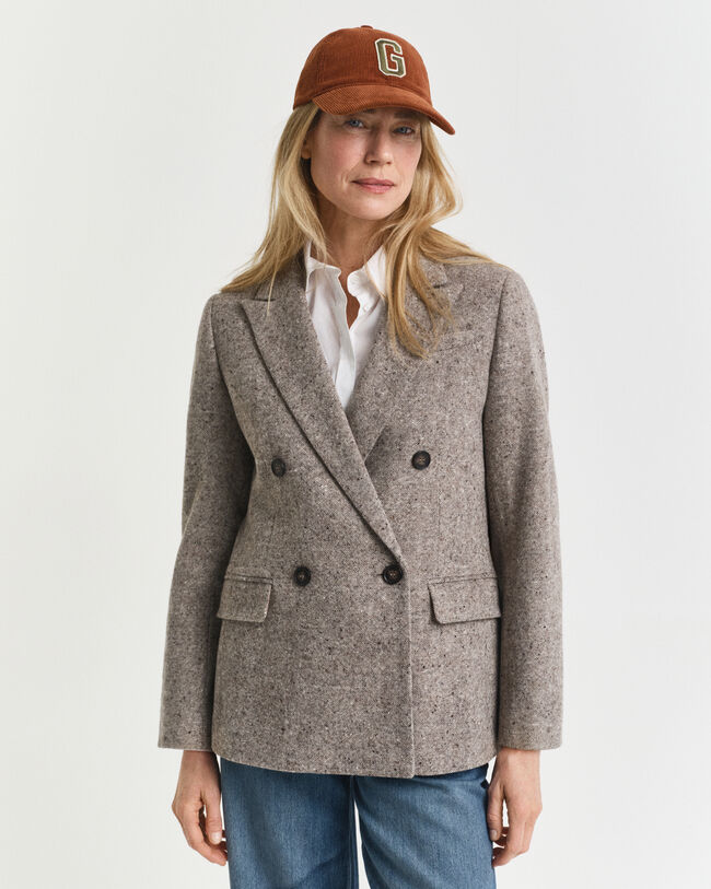 Blazer em lã texturizada regular fit