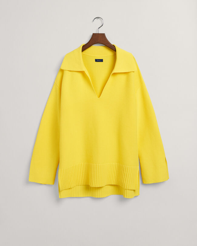 Pulover em malha com colarinho aberto