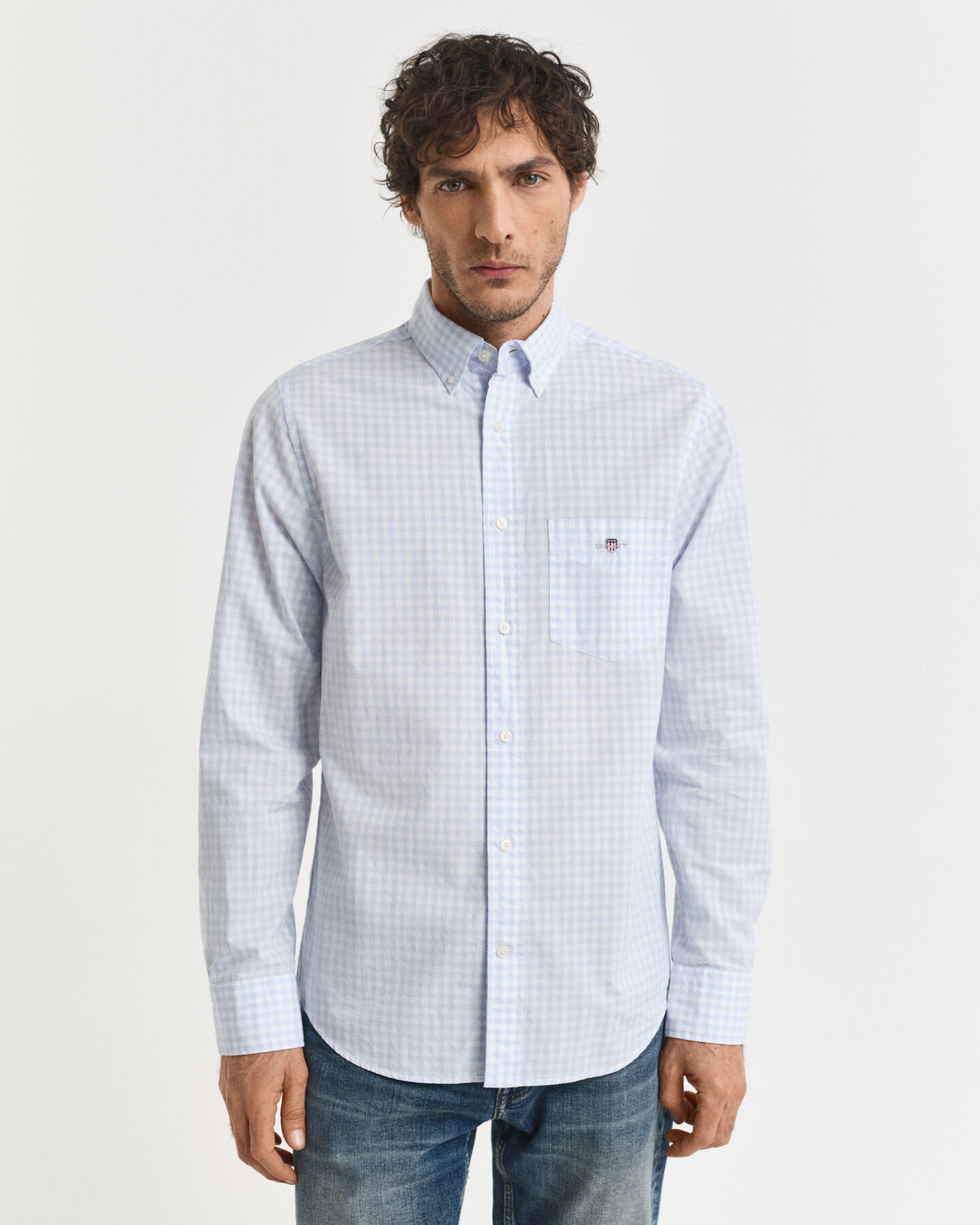 Camisa em popelina gingham Classic regular fit