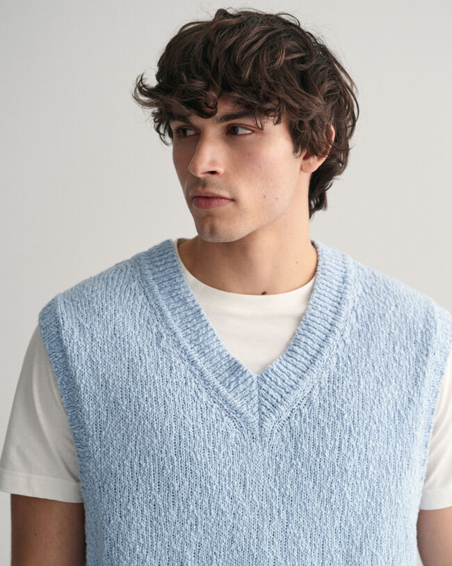 Colete em algodão texturizado com mistura de fios