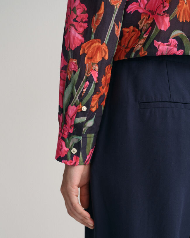 Camisa em seda e algod&atilde;o com estampado Iris regular fit