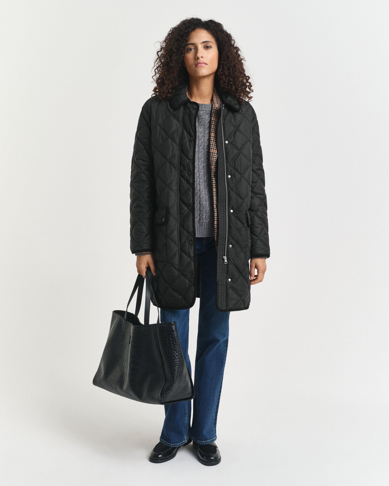 Casaco acolchoado com detalhes em bombazina