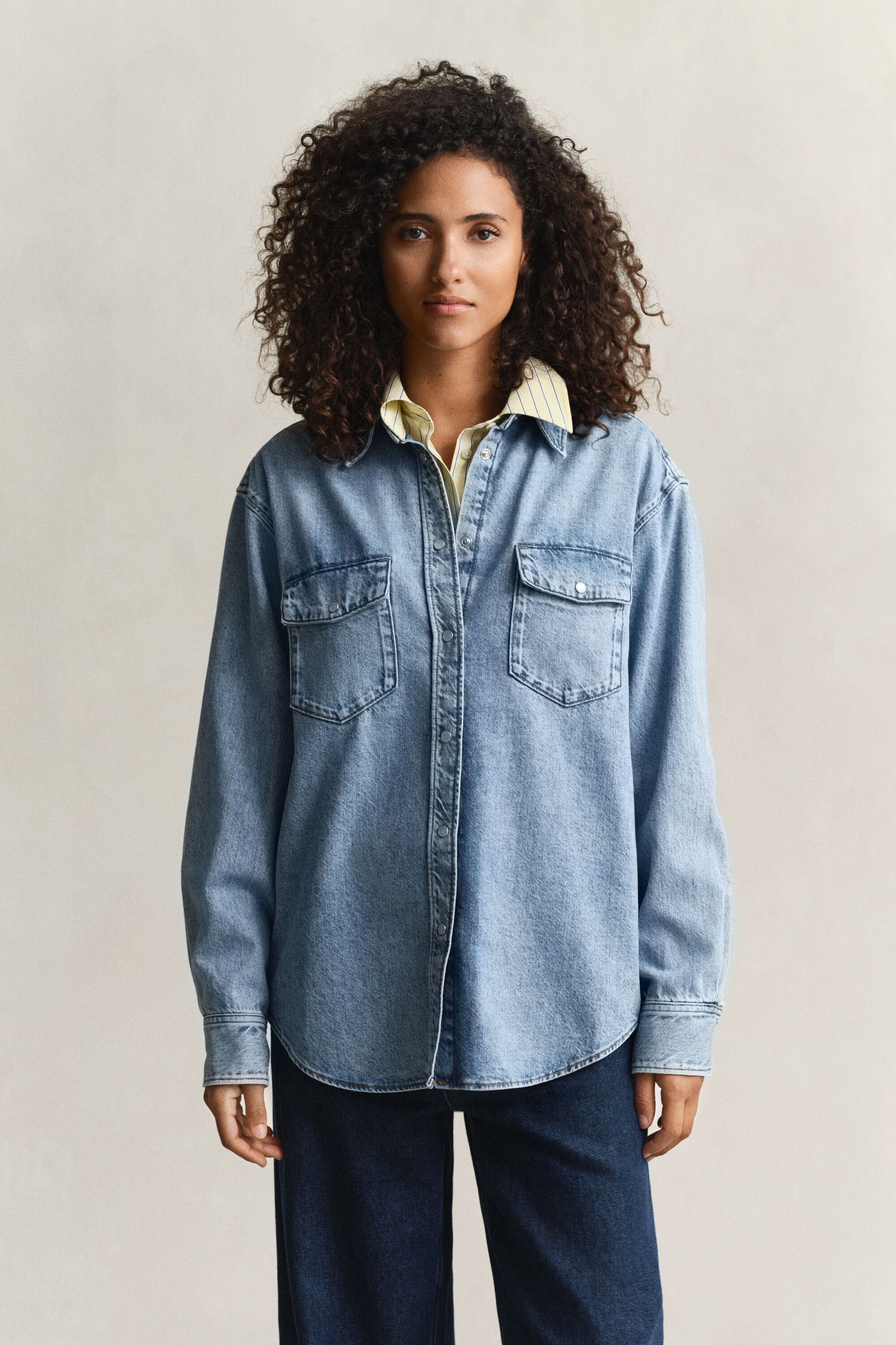 Camisa de ganga relaxed fit