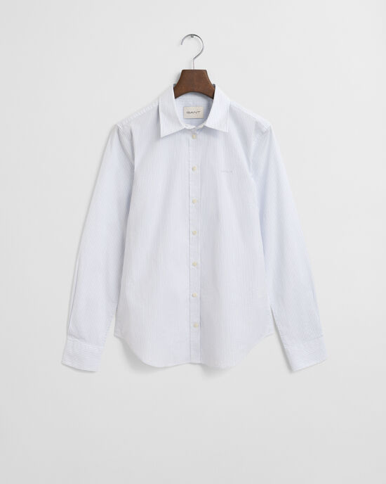 Camisa em popelina &agrave;s riscas slim fit