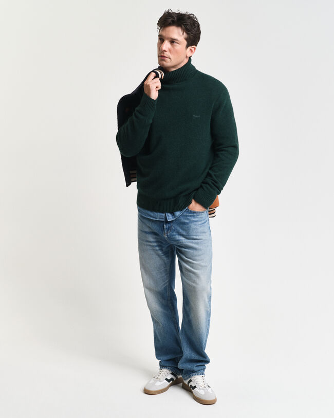 Camisola de gola alta em mistura de lã