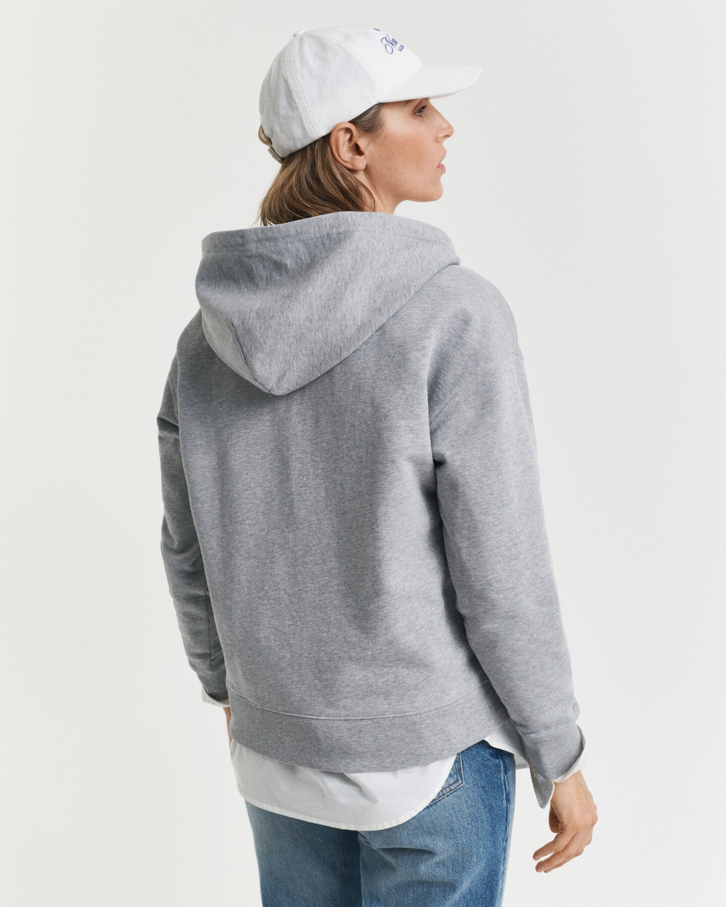 Sweatshirt com capuz e meio fecho de correr bordada Anchor