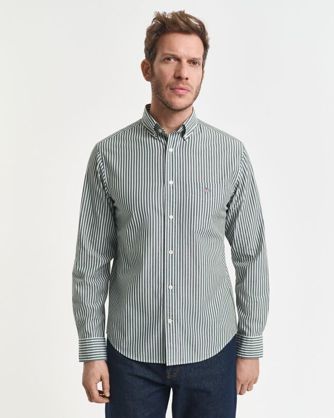 Camisa em popelina às riscas Classic regular fit