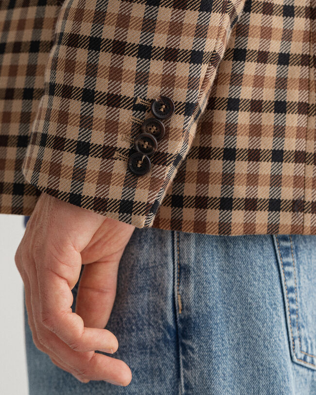 Blazer com padrão de xadrez regular fit