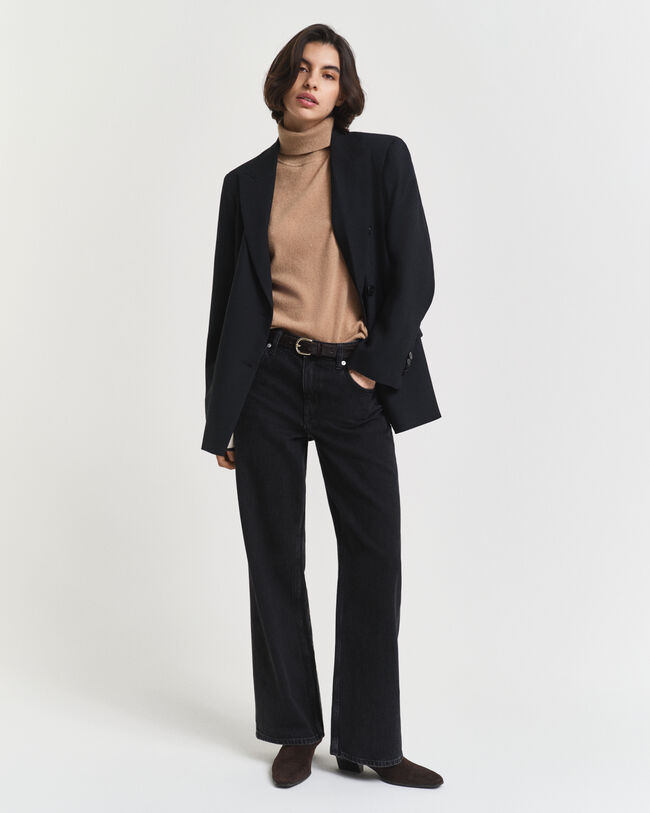 Camisola de gola alta com manga curta em caxemira