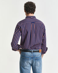 Camisa de sarja às riscas Dobby regular fit