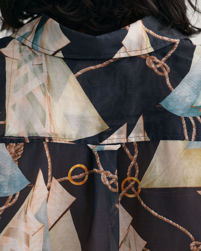 Camisa em seda e algodão com estampado Saling relaxed fit