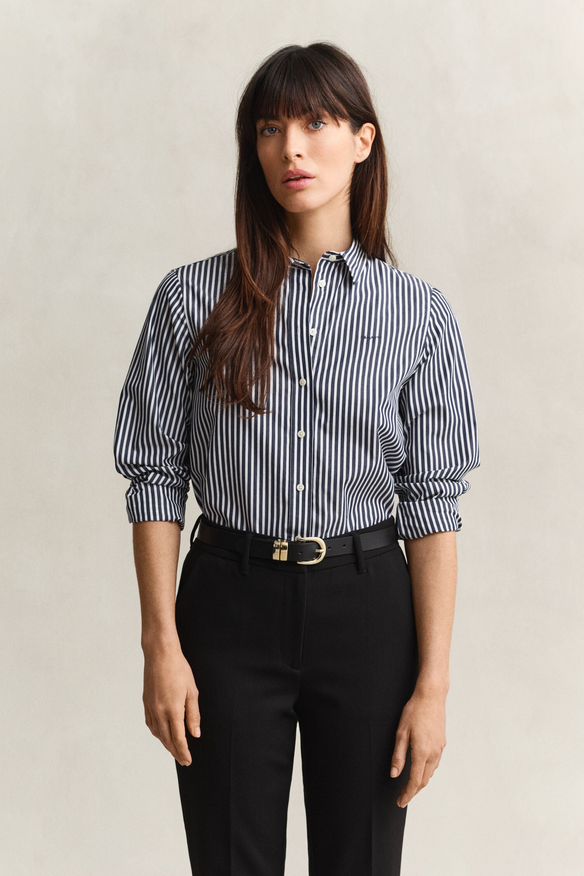 Camisa em popelina às riscas Classic regular fit