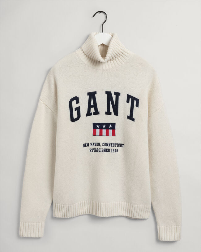 Camisola de gola alta em lã Graphic