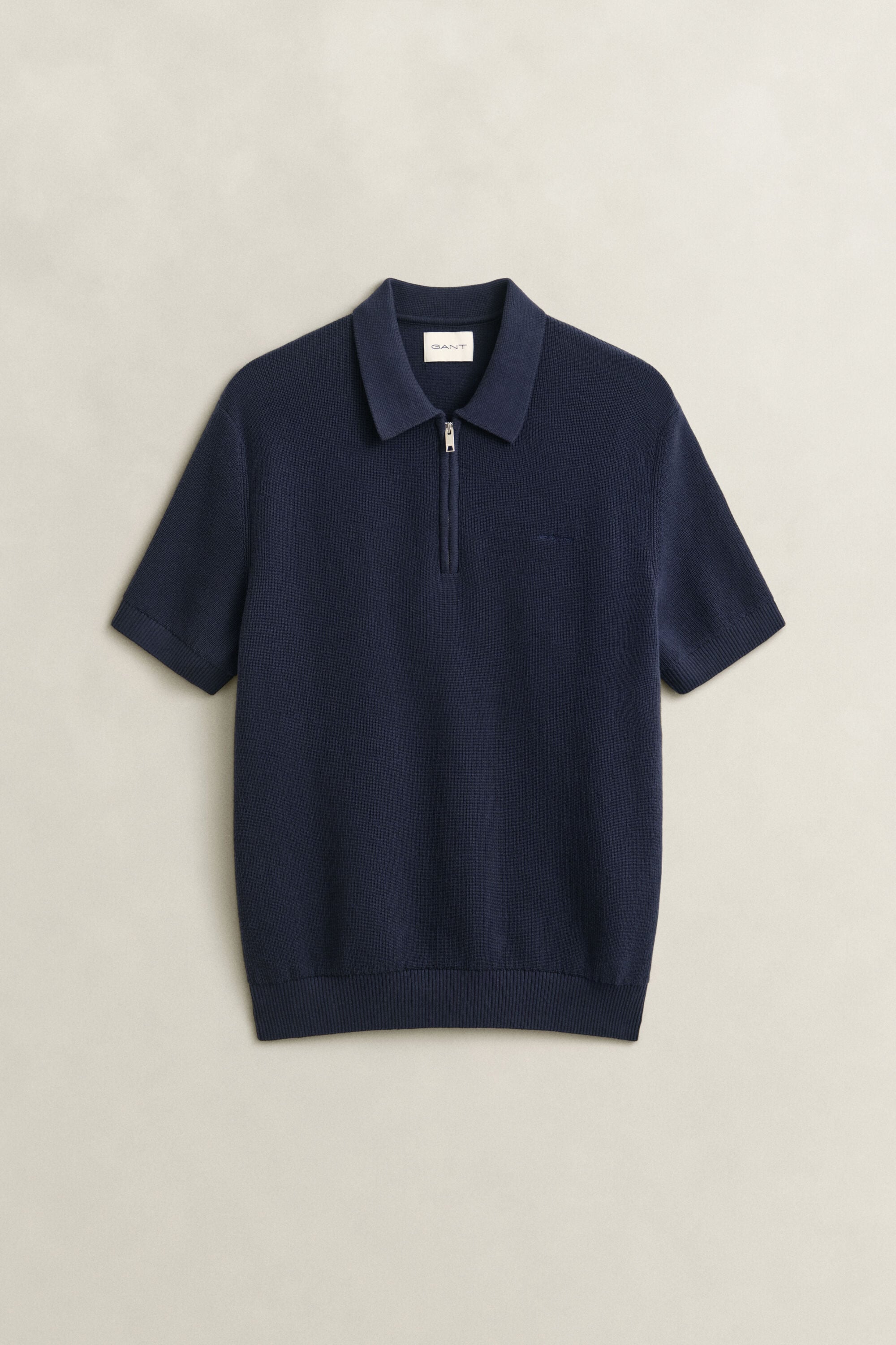 Camisola de malha tipo polo em algodão canelado