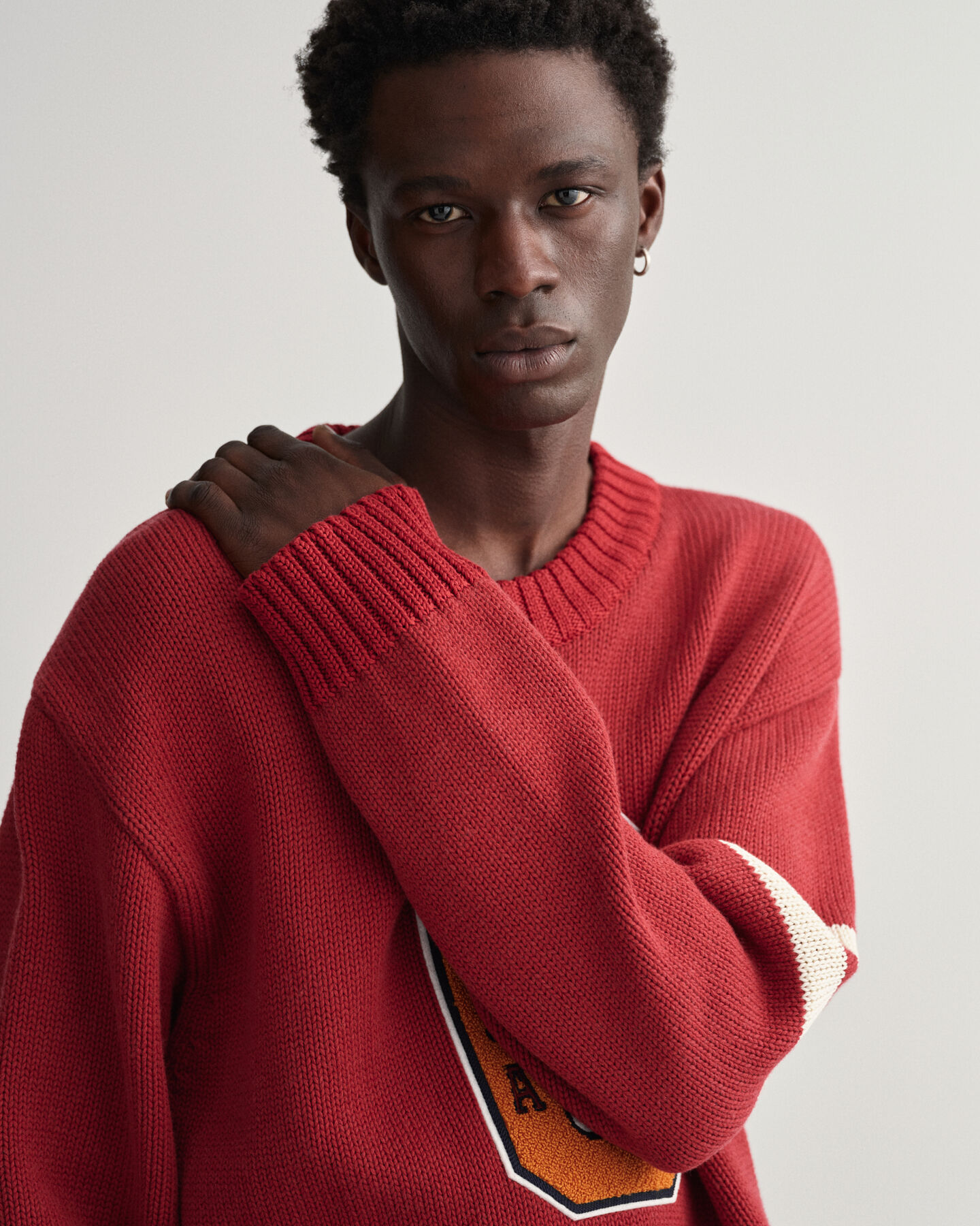 Camisola com decote redondo Letterman oversized