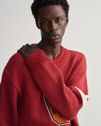 Camisola com decote redondo Letterman oversized