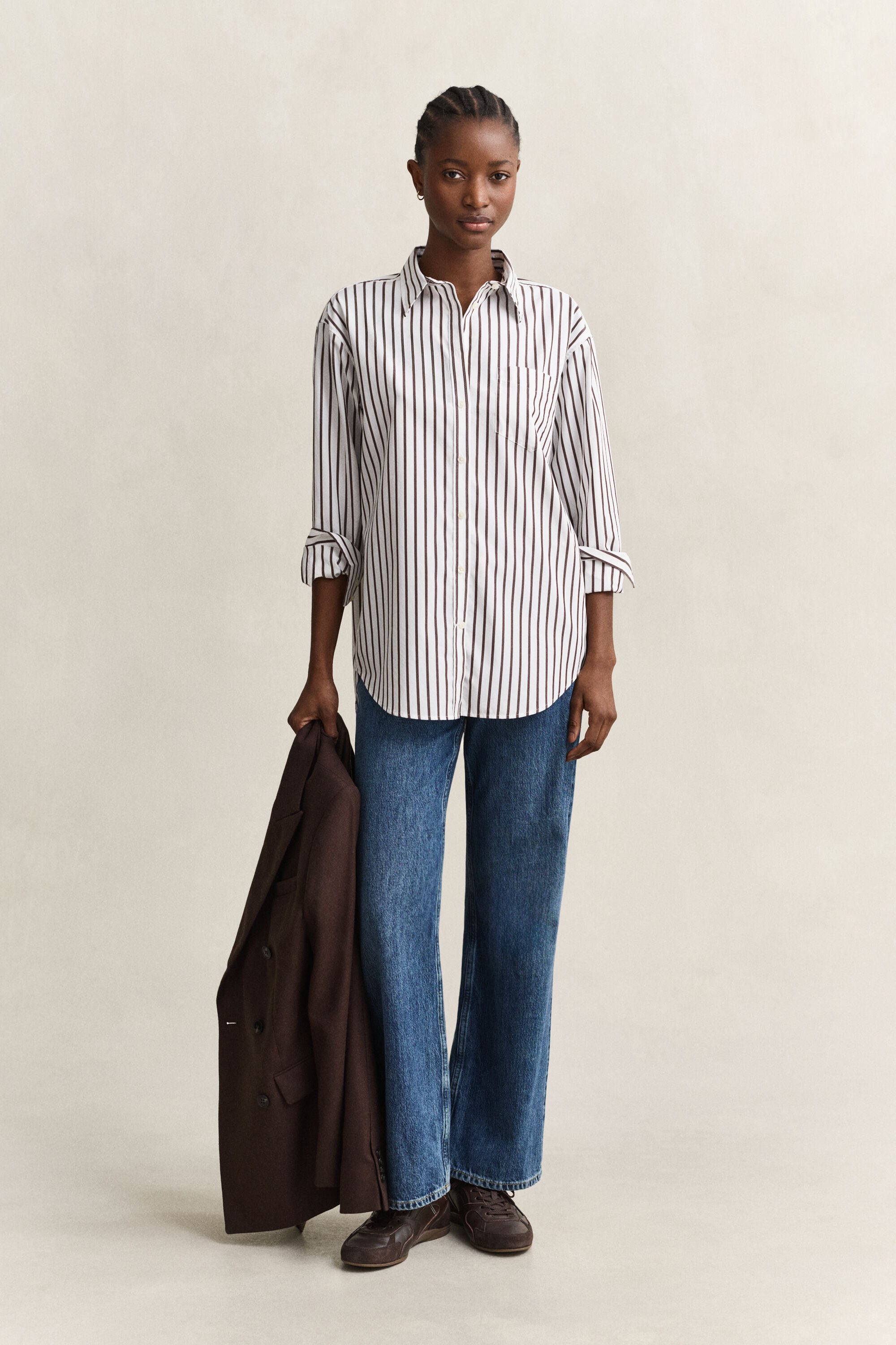 Camisa em popelina às riscas Classic relaxed fit