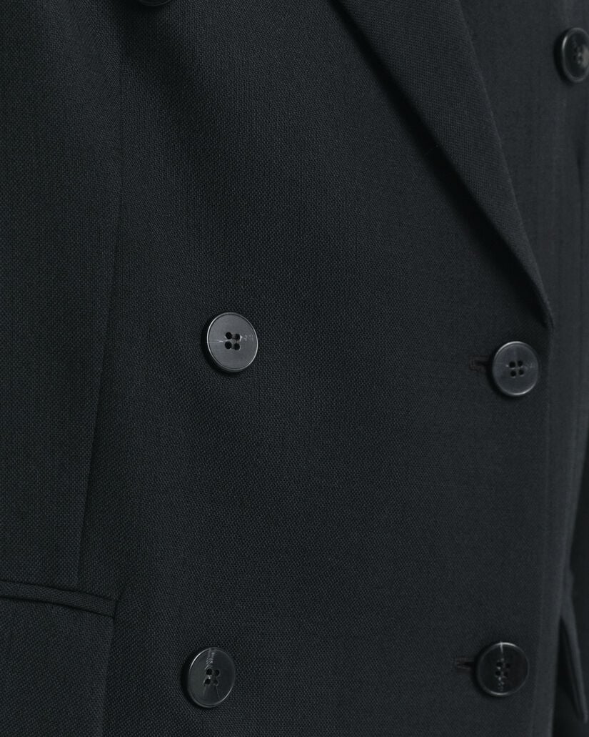 Blazer Hopsack em mistura de lã com frente de trespasse relaxed fit