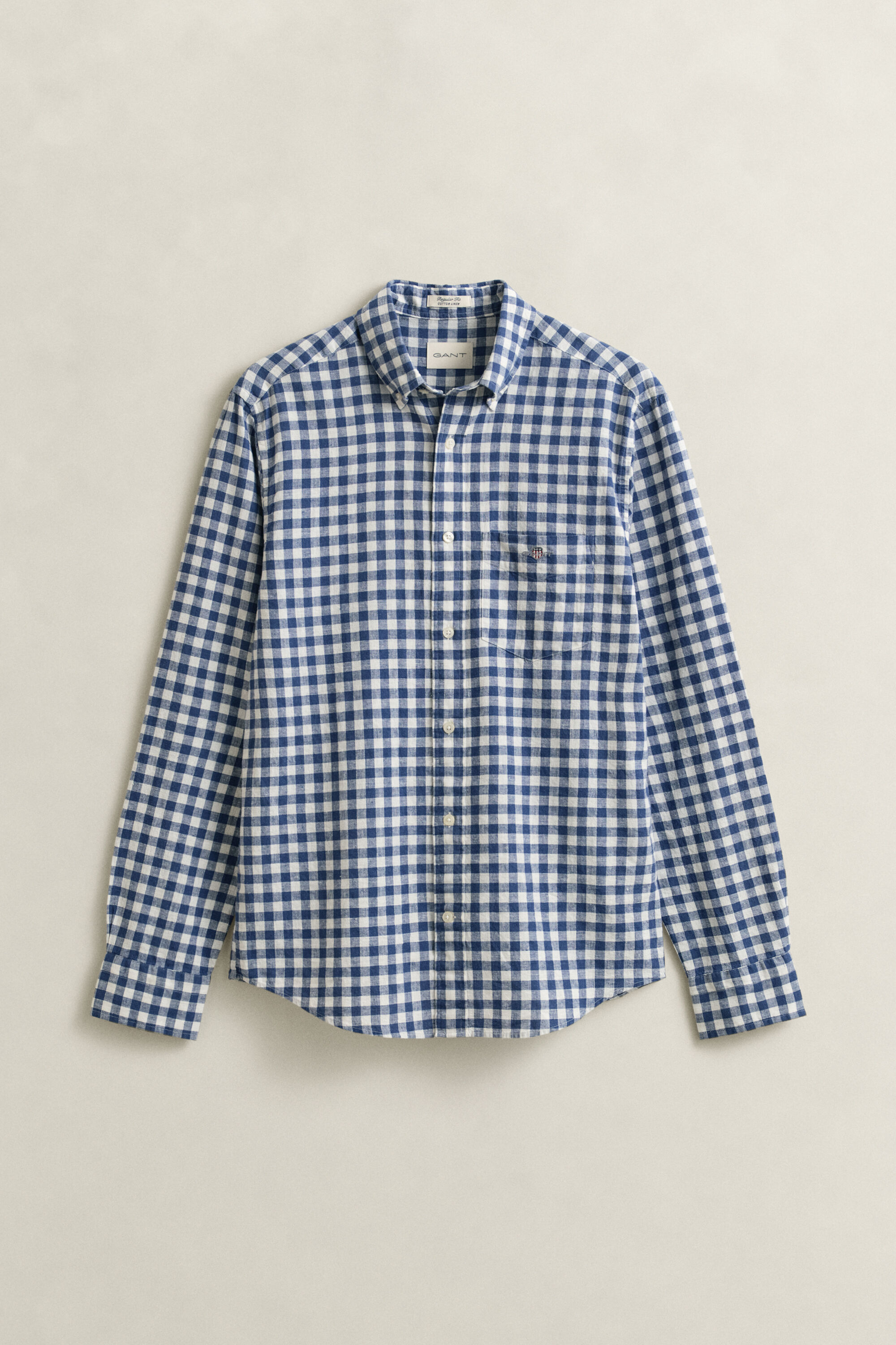 Camisa em mistura de linho Gingham