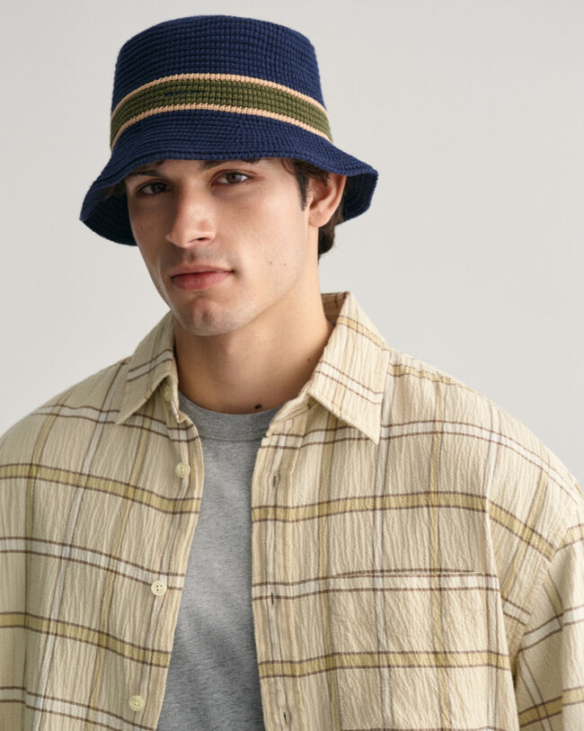 Camisa em padr&atilde;o de xadrez texturizado oversized