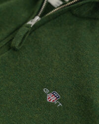 Camisola de malha com meio fecho em lã extrafina