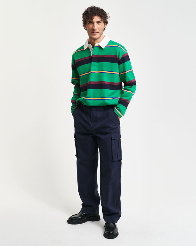 Cal&ccedil;as cargo em sarja de algod&atilde;o regular fit